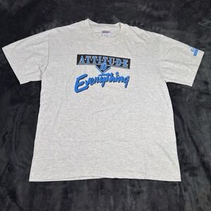 Vintage Hanes Beefy T Mens Large Light Gray Attitude Is Everything Graphic Print